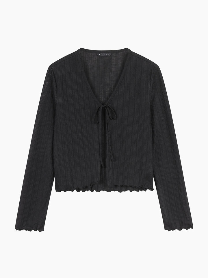 Cardigan nero con laccetti - null - Nero | Sisley K image number 1